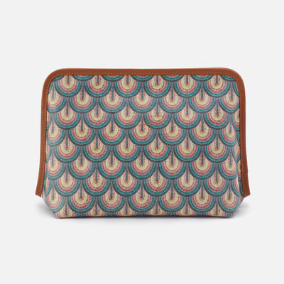 Beauty Large Cosmetic Pouch In Coated Canvas - Teal Temptation