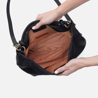 Lindley Hobo in Soft Pebbled Leather - Black