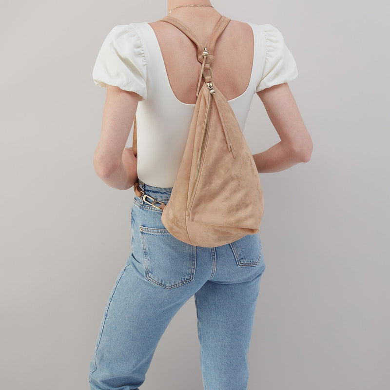 Sway Convertible Sling In Nubuck Leather - Gold Cashmere