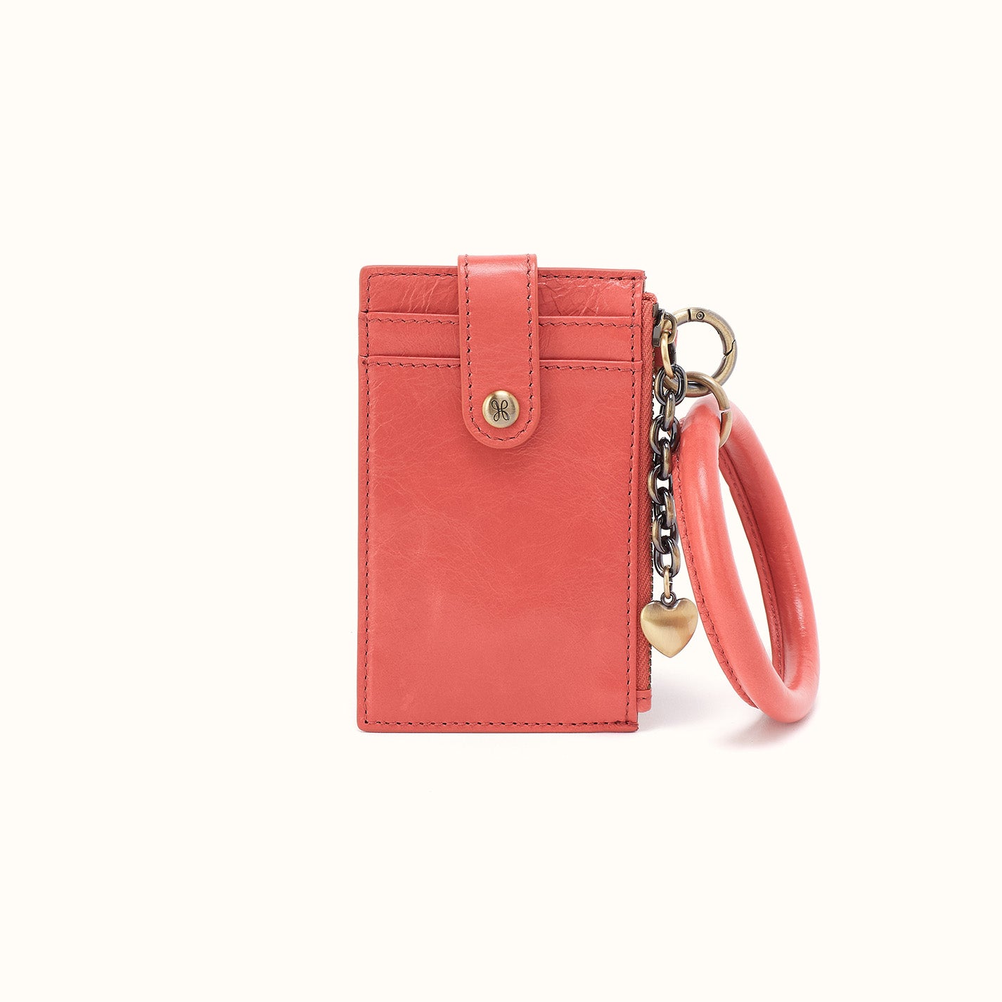 Ring Credit Card Wristlet In Polished Leather - Pink Mirage – HOBO