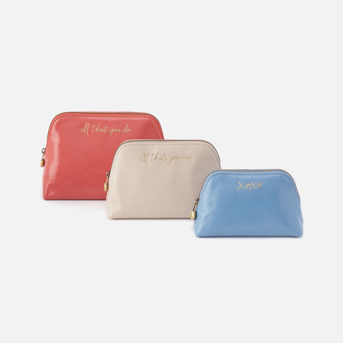 Tri-Pouch In Polished Leather - Pink Mirage – HOBO