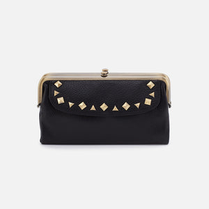 Lauren Clutch-Wallet in Pebbled Leather - Black With Studs