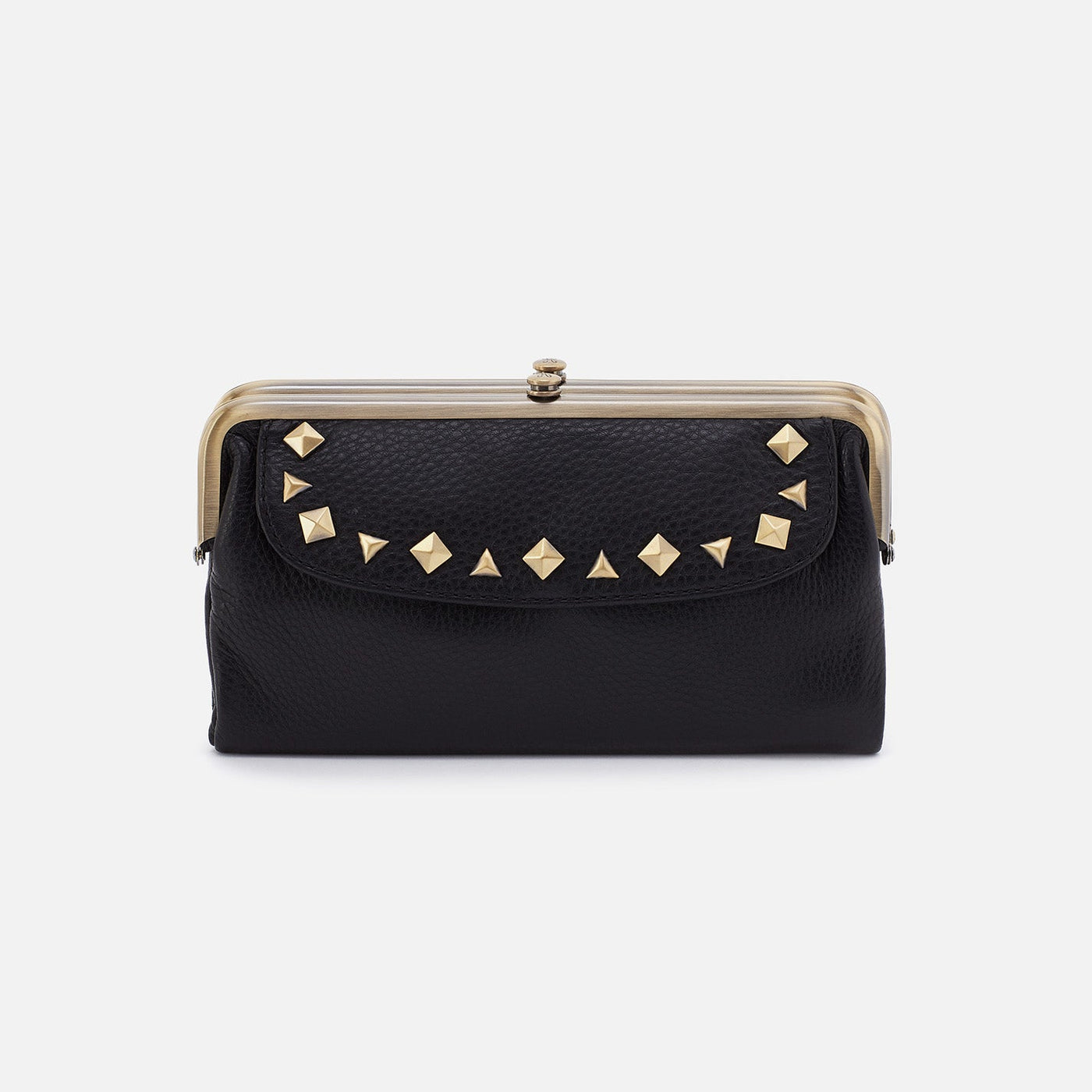 Lauren Clutch-Wallet in Pebbled Leather - Black With Studs