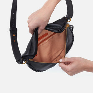Juno Belt Bag In Pebbled Leather - Black Whipstitch