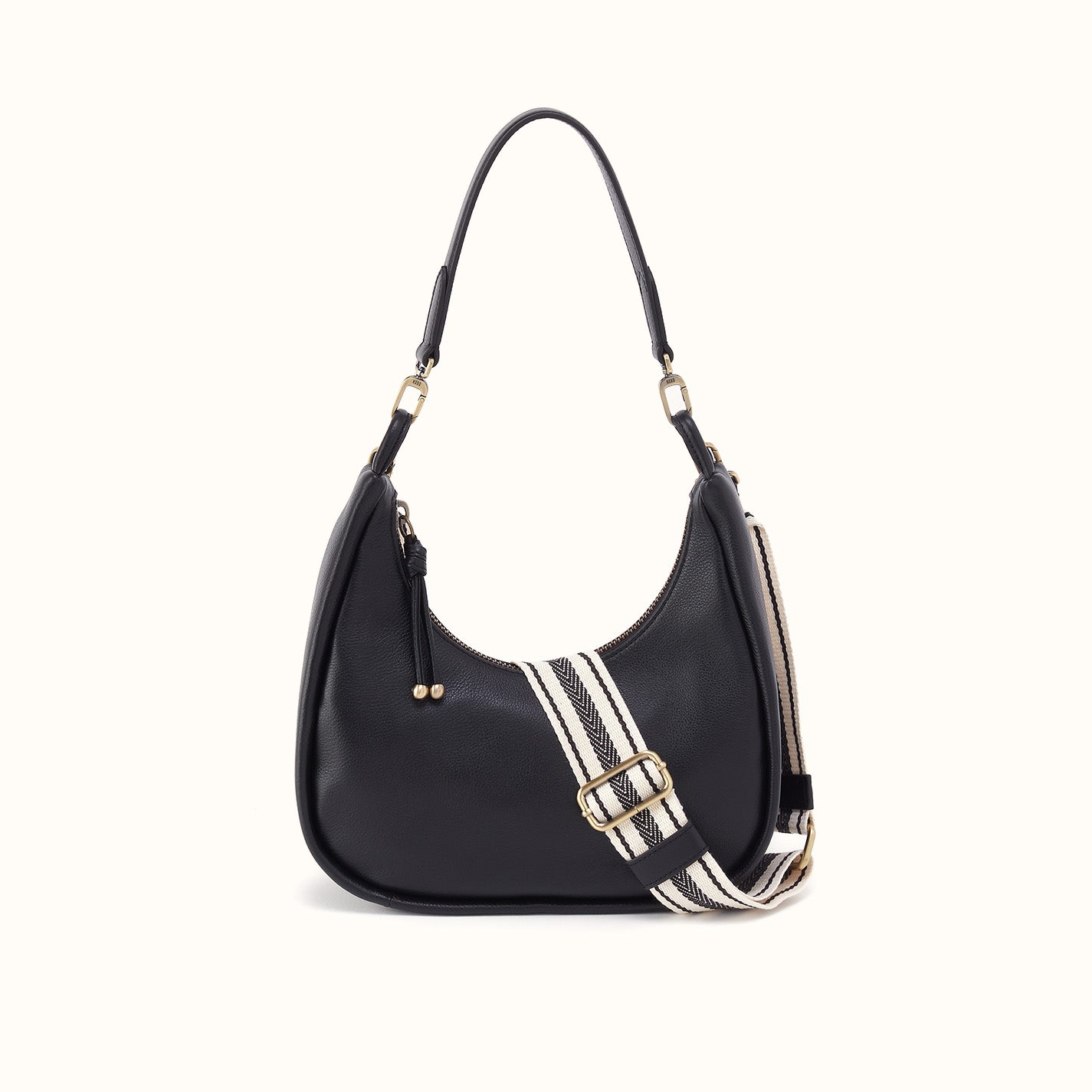 Cass Small Shoulder In Pebbled Leather - Black – HOBO