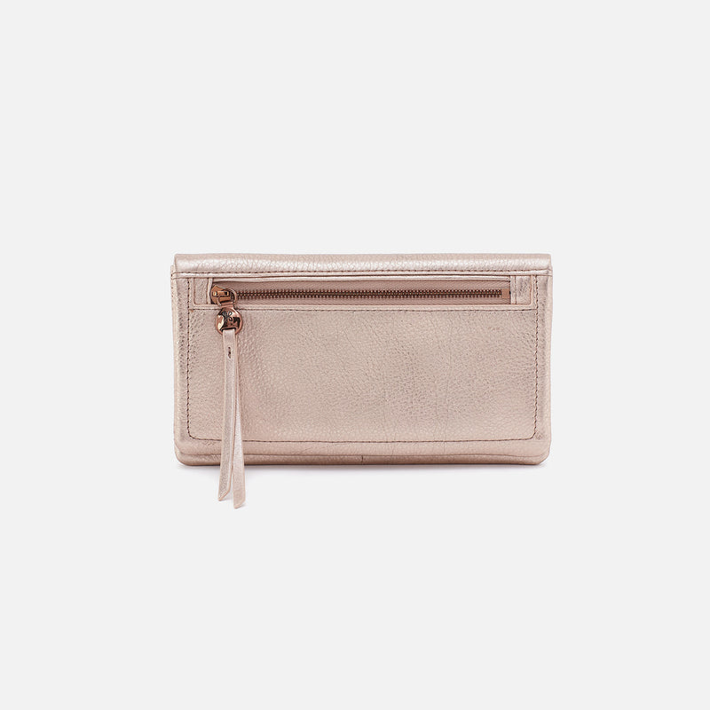 Lumen Continental Wallet In Metallic Leather - Pink Gold Metallic