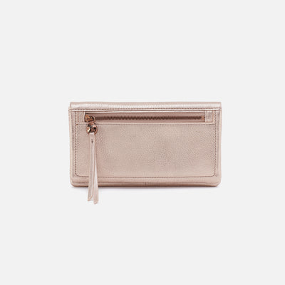 Lumen Medium Wallet In Metallic Leather - Pink Gold Metallic