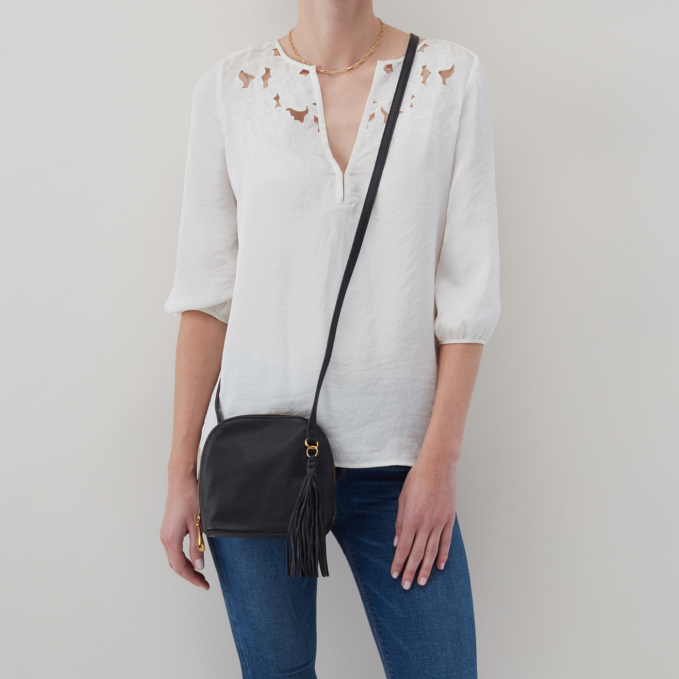 Nash Crossbody in Pebbled Leather - White