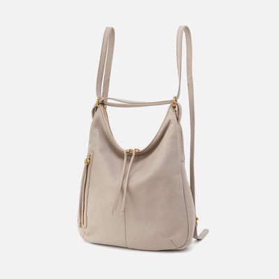 Merrin Convertible Backpack in Pebbled Leather - Taupe