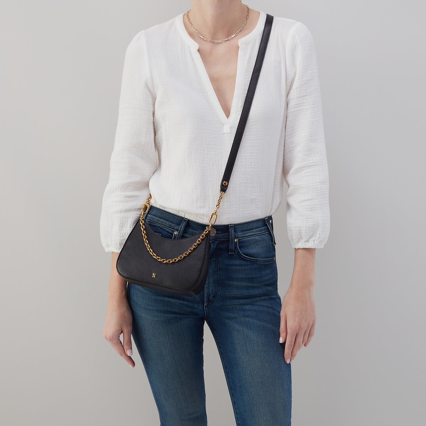 Rosa Crossbody in Pebbled Leather - Dusty Blue