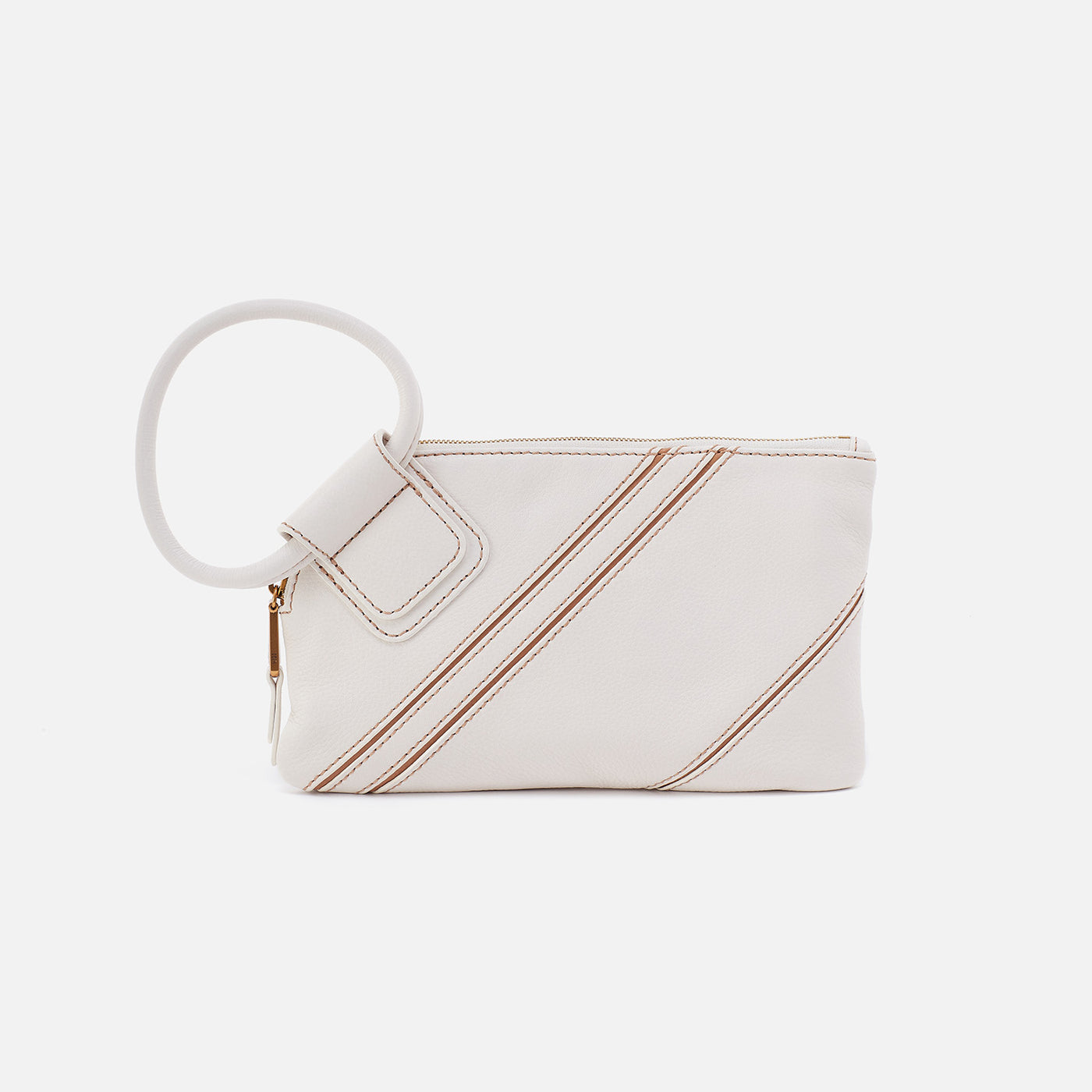 Sable Wristlet in Pebbled Leather - White Stripe