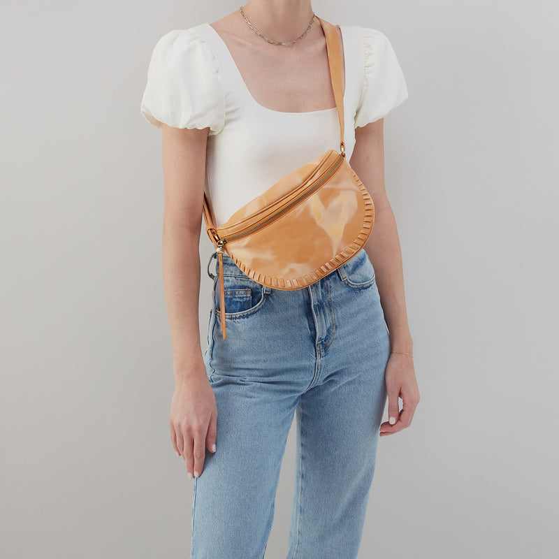 Juno Belt Bag In Soft Shibori Leather - Saffron
