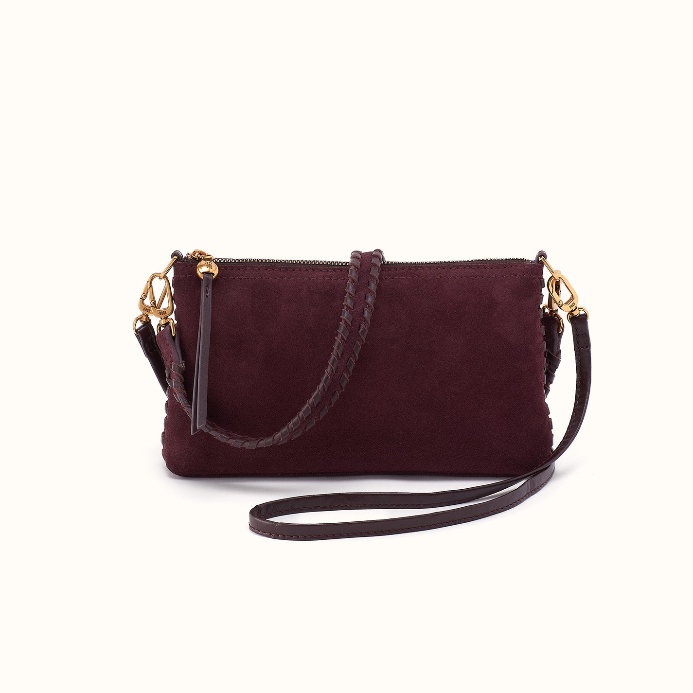 Darcy Crossbody In Suede Leather - Dark Cherry – HOBO