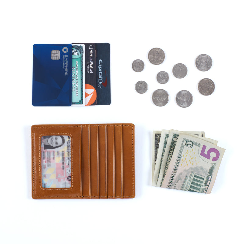 Euro Slide Card Case in Polished Leather - Seaglass