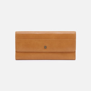Jill Large Trifold Wallet In Polished Leather - Natural