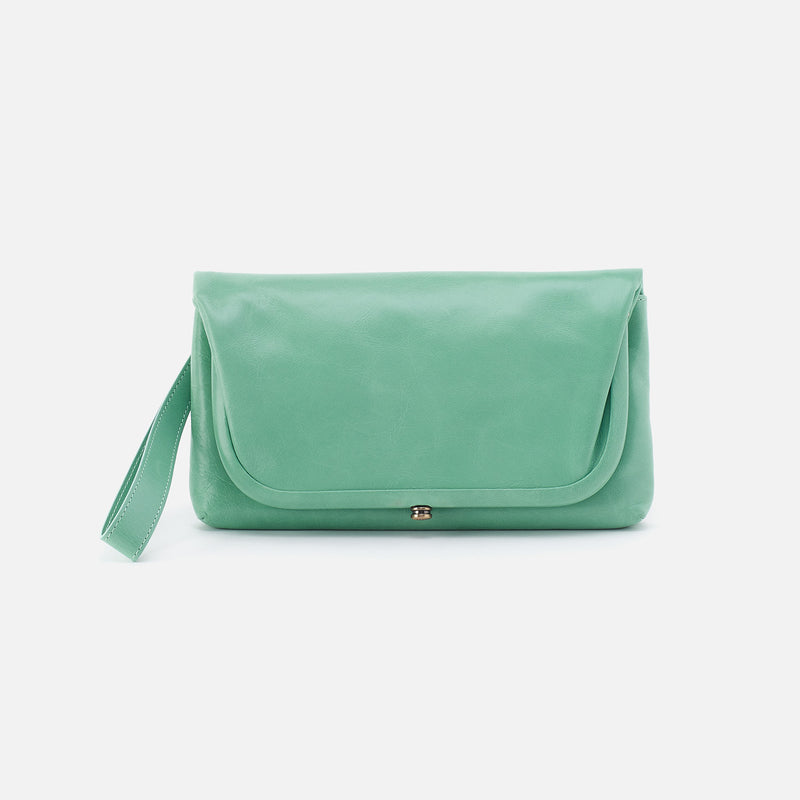 Lauren Wristlet in Polished Leather - Seaglass