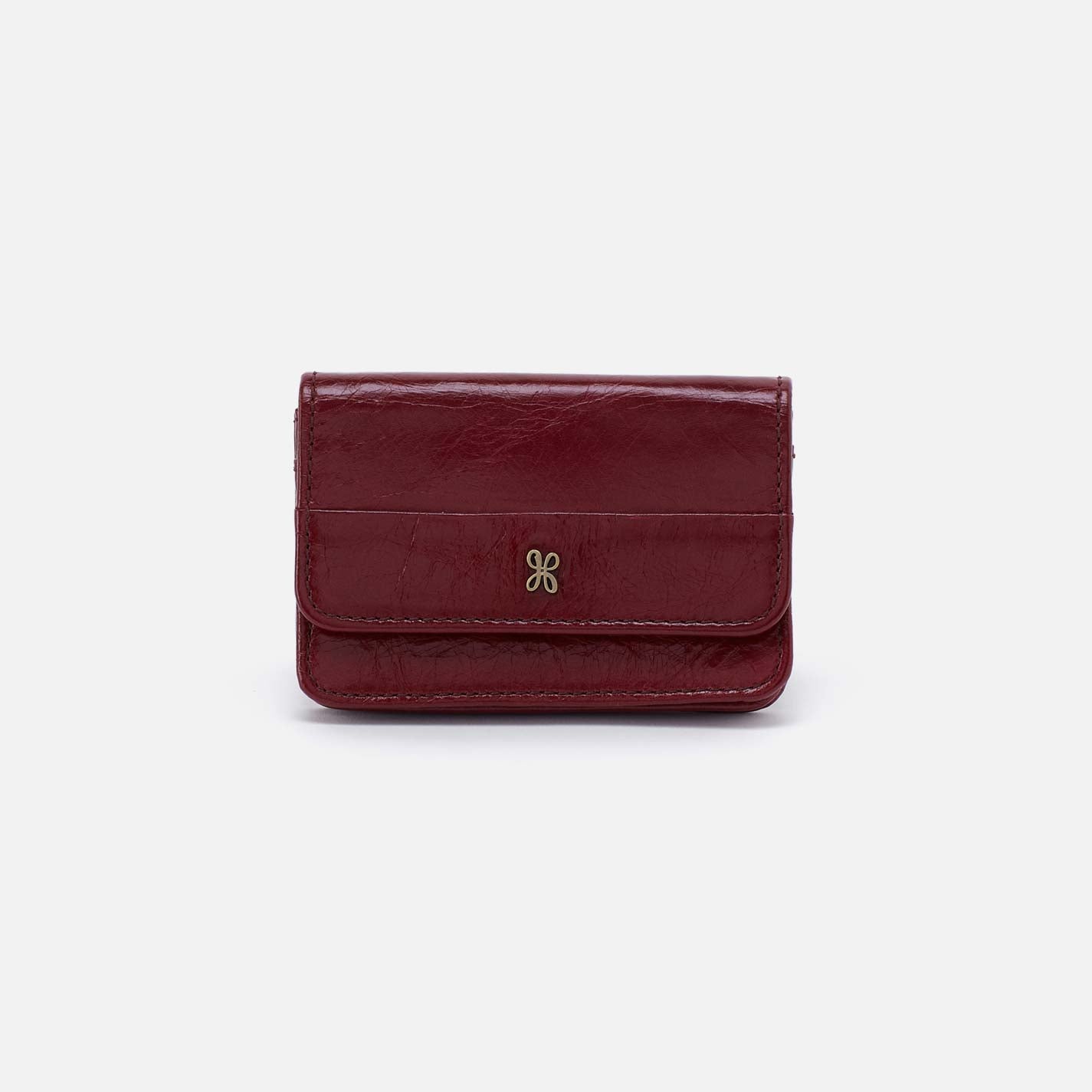 Jill Flap Card Case in Polished Leather - Saddleberry – HOBO