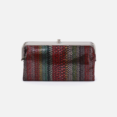 Lauren Clutch-Wallet in Printed Leather - Holiday Stripe