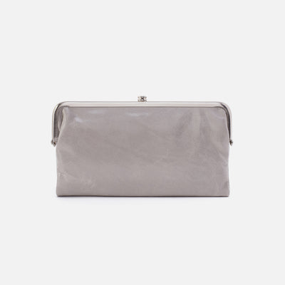 Lauren Clutch-Wallet in Polished Leather - Light Grey