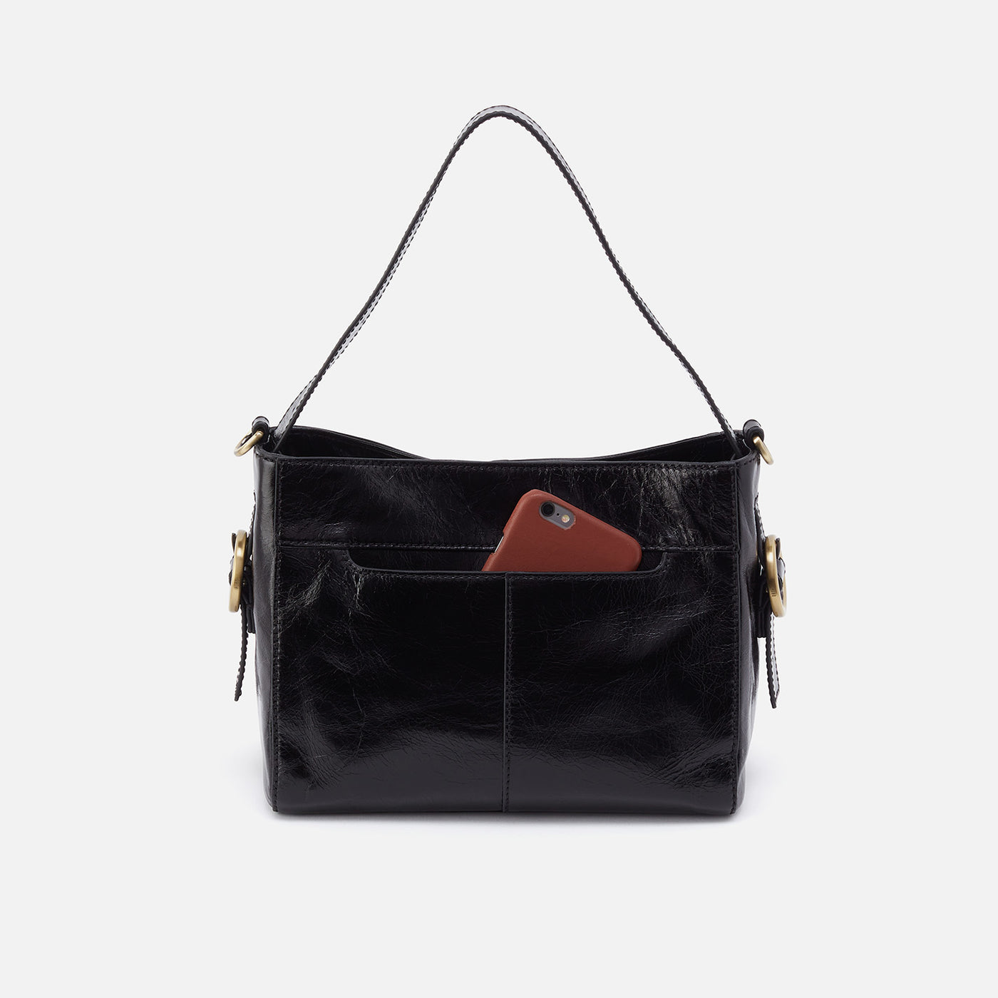 Render Small Crossbody in Polished Leather - Black