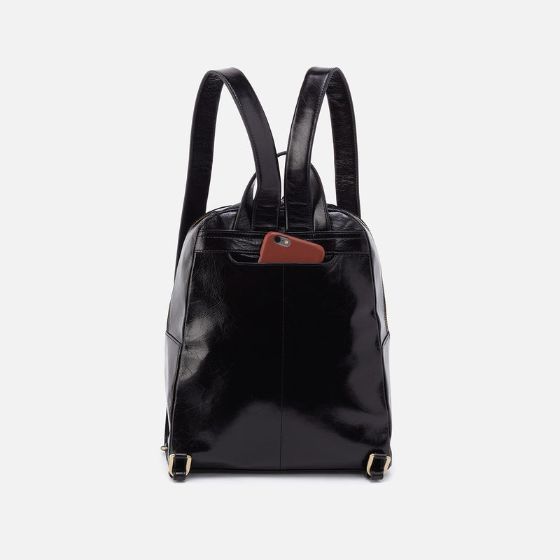 Billie Backpack In Polished Leather - Black