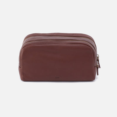 Men's Travel Kit in Silk Napa Leather - Brown