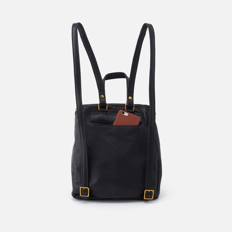 River Backpack in Pebbled Leather - Black