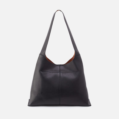 Joni Large Shoulder Bag in Veg Tanned Leather - Black