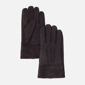 Rugged Black Aviator Sheepskin Glove in Aston Leather - Large