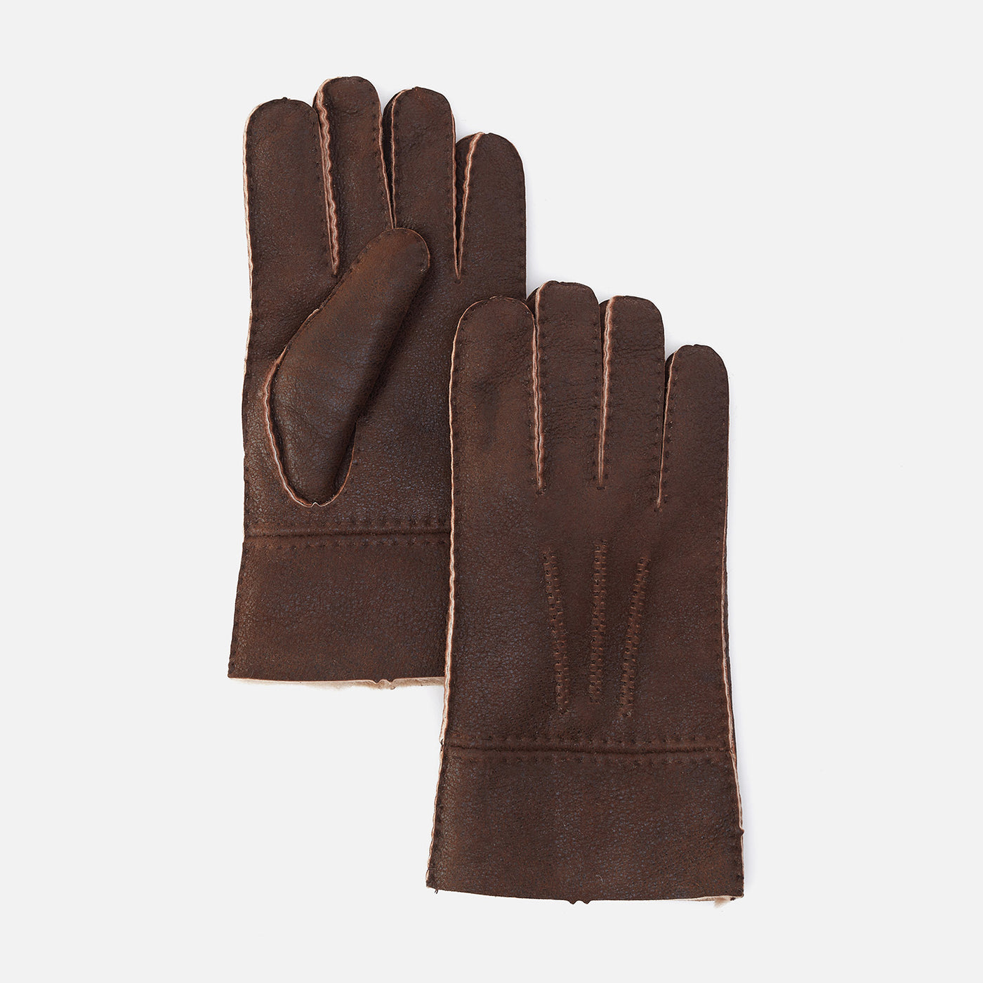 Rugged Castano Aviator Sheepskin Glove in Aston Leather - Medium