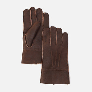 Rugged Castano Aviator Sheepskin Glove in Aston Leather - Large