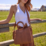 Sheila Medium Satchel in Washed Leather - Harvest Wheat