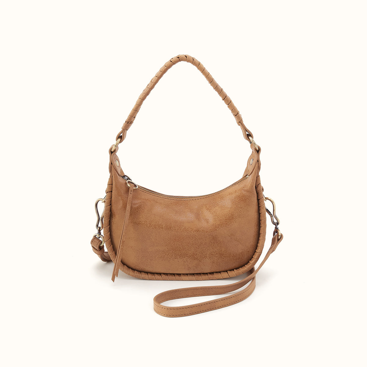 Mia Crescent Small Hobo In Buffed Leather