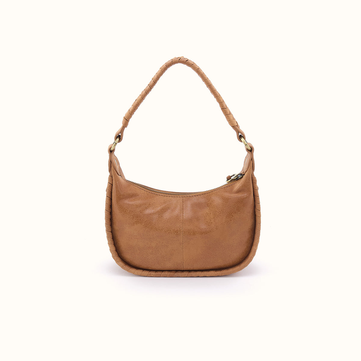 Mia Crescent Small Hobo In Buffed Leather - Whiskey
