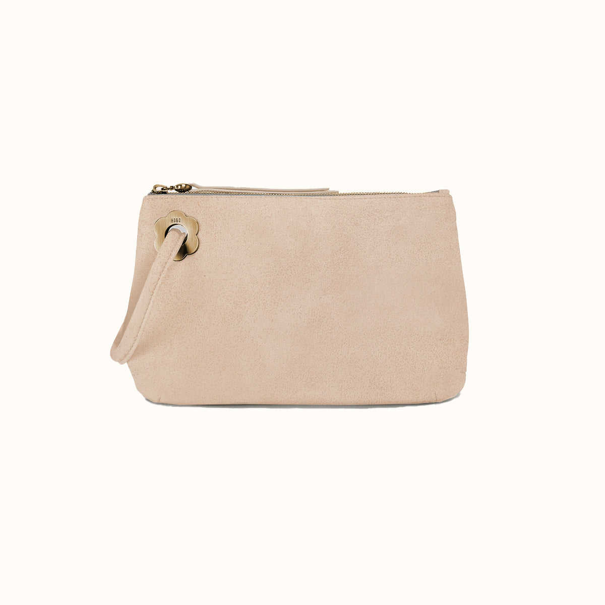 Daisy Daze Large Wristlet in Buffed Leather - Frosted Pearl- FOL