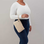 Daisy Daze Large Wristlet in Buffed Leather - Frosted Pearl