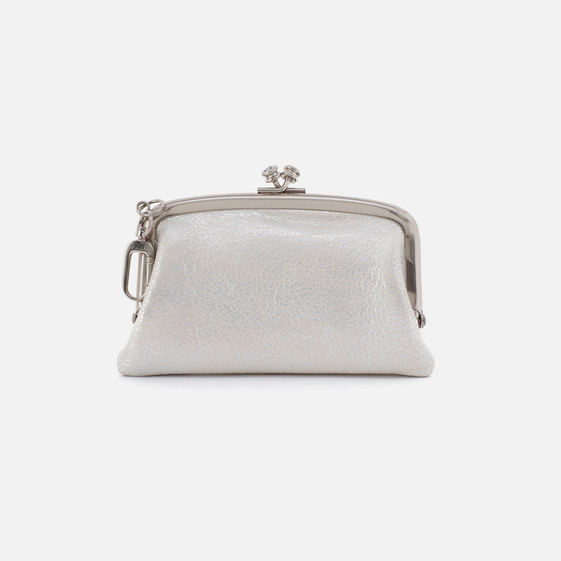 Cheer Frame Pouch in Metallic Leather - Silver