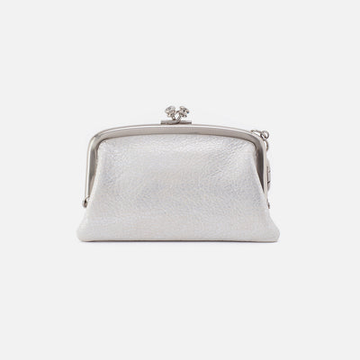 Cheer Frame Pouch in Metallic Leather - Silver