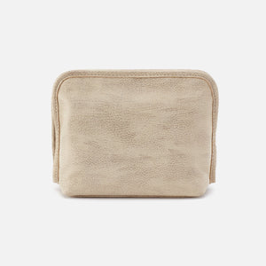 Beauty Cosmetic Pouch in Metallic Leather - Buffed Gold