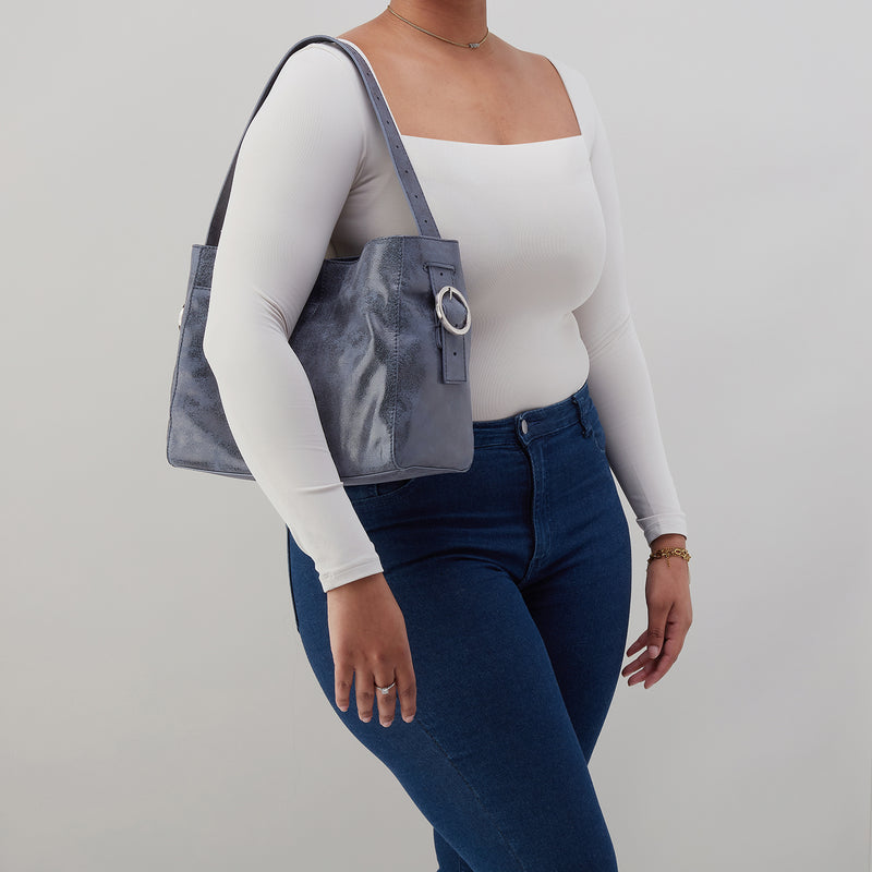 Render Shoulder Bag in Buffed Leather - Indigo Sky