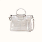 Sheila Medium Satchel In Metallic Leather - Silver- FOL