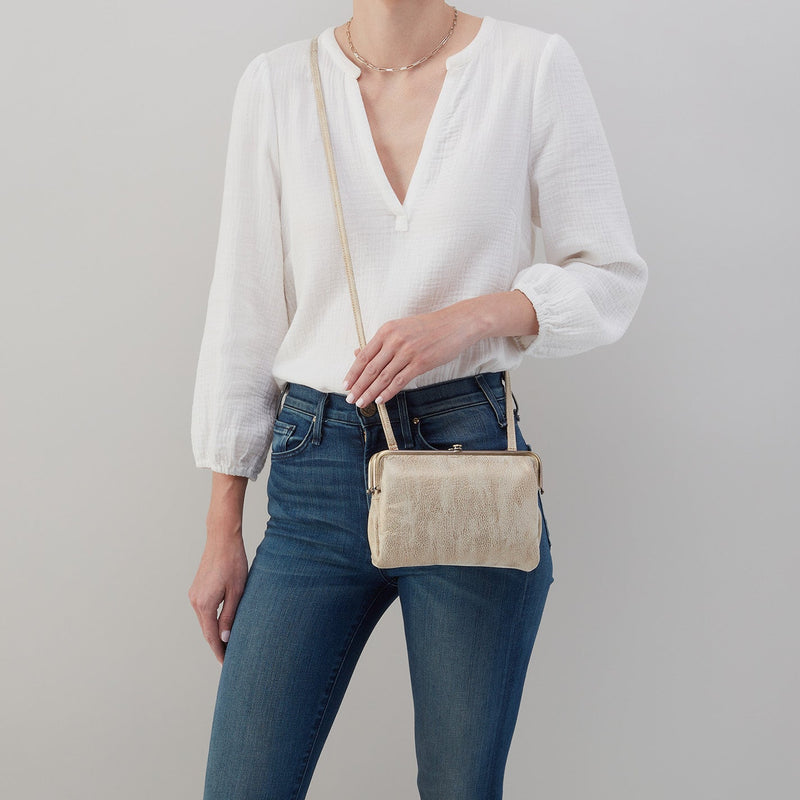 Lauren Crossbody in Metallic Leather - Gold Leaf