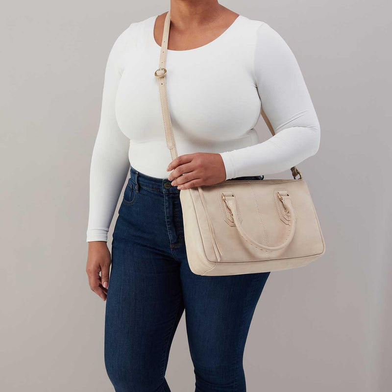 Expedition Satchel in Buffed Leather - Frosted Pearl