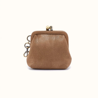 Alba Frame Clip Pouch In Metallic Leather - Honey Gold