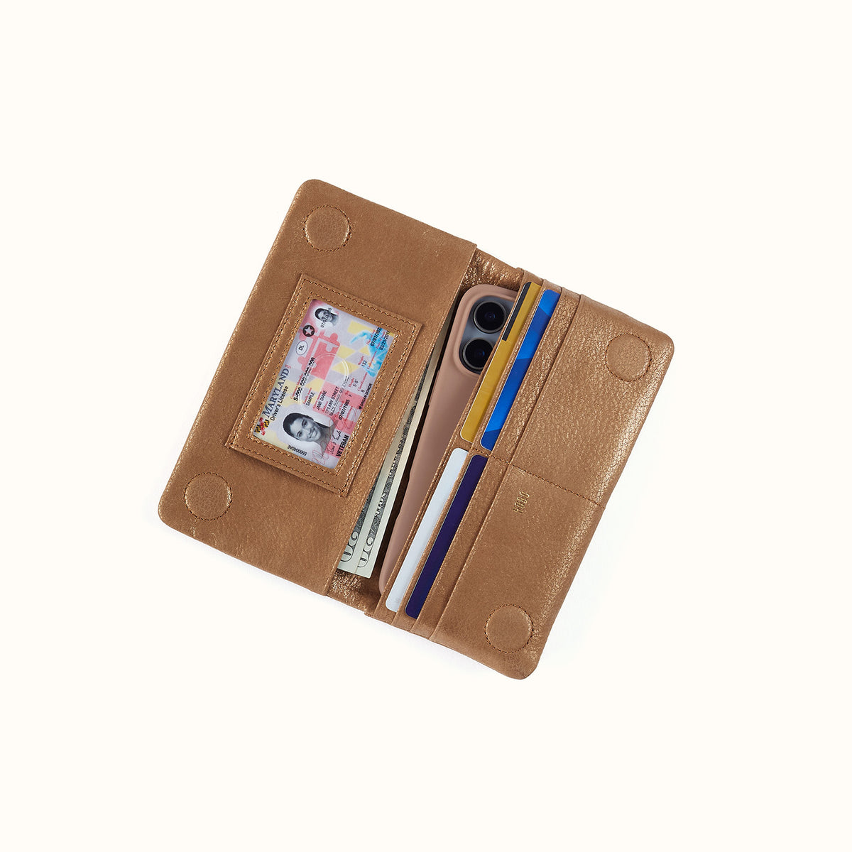 Lumen Continental Wallet In Metallic Leather