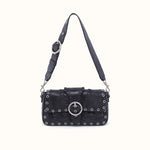 Charlie Baguette Bag In Buffed Leather - Black