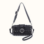 Charlie Baguette Bag In Buffed Leather - Black