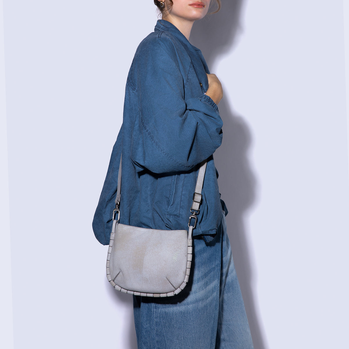 Phoebe Crossbody In Buffed Leather - Misty Harbor