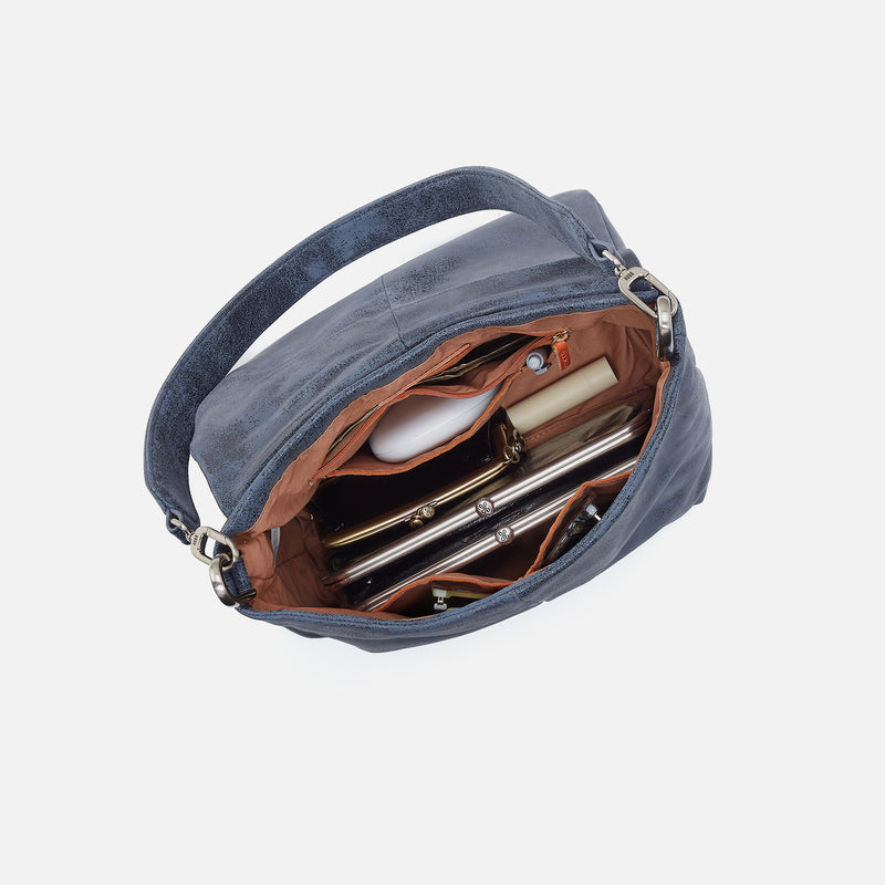 Harley Convertible Shoulder Bag in Buffed Leather - Indigo Sky