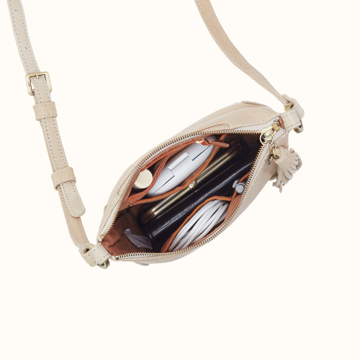Lexi Crossbody in Buffed Leather - Frosted Pearl